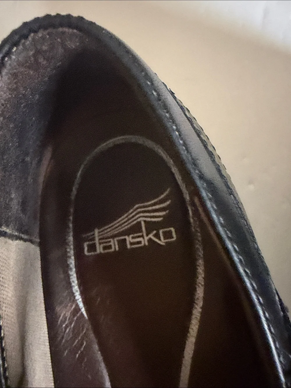 Dansko Black Leather Mary Jane Flats with Strap